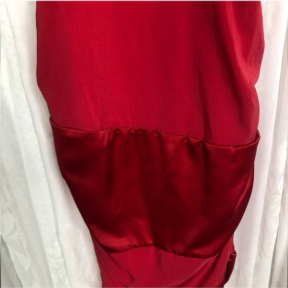 ⛔️SOLD⛔️ PASCUCCI Couture Woman's size 8 red ruched bodycon midi dress - Picture 9 of 13